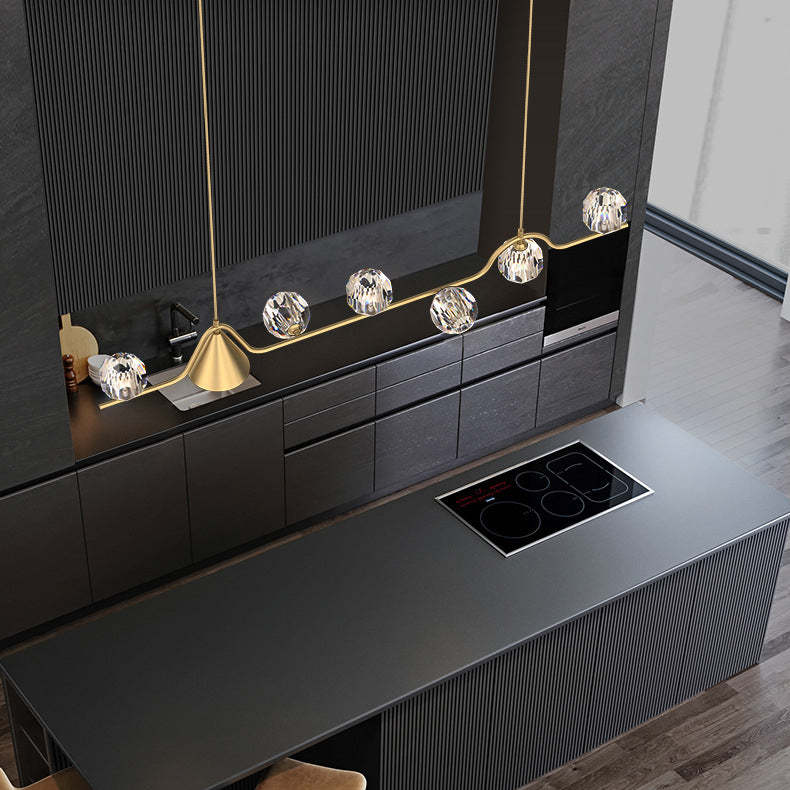 Scandinavian Conical Linear Island Chandelier