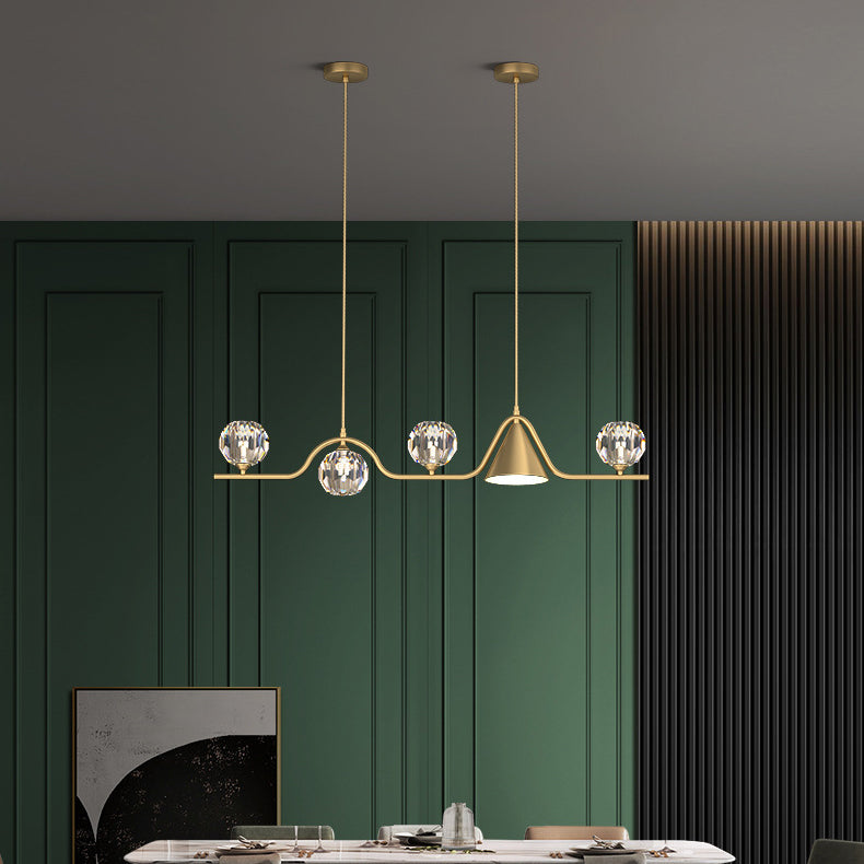 Scandinavian Conical Linear Island Chandelier