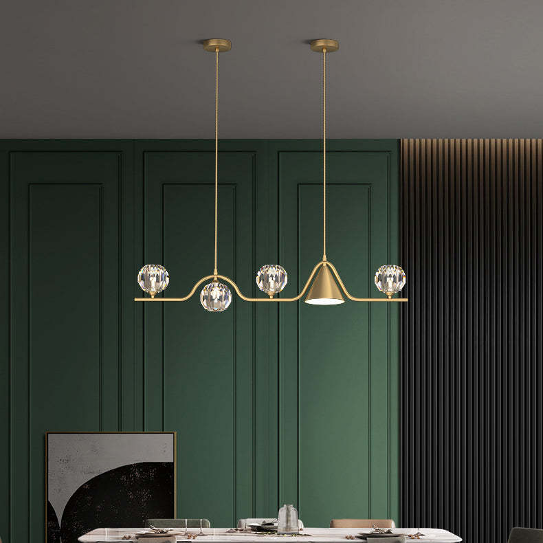 Scandinavian Conical Linear Island Chandelier