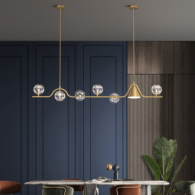 Scandinavian Conical Linear Island Chandelier