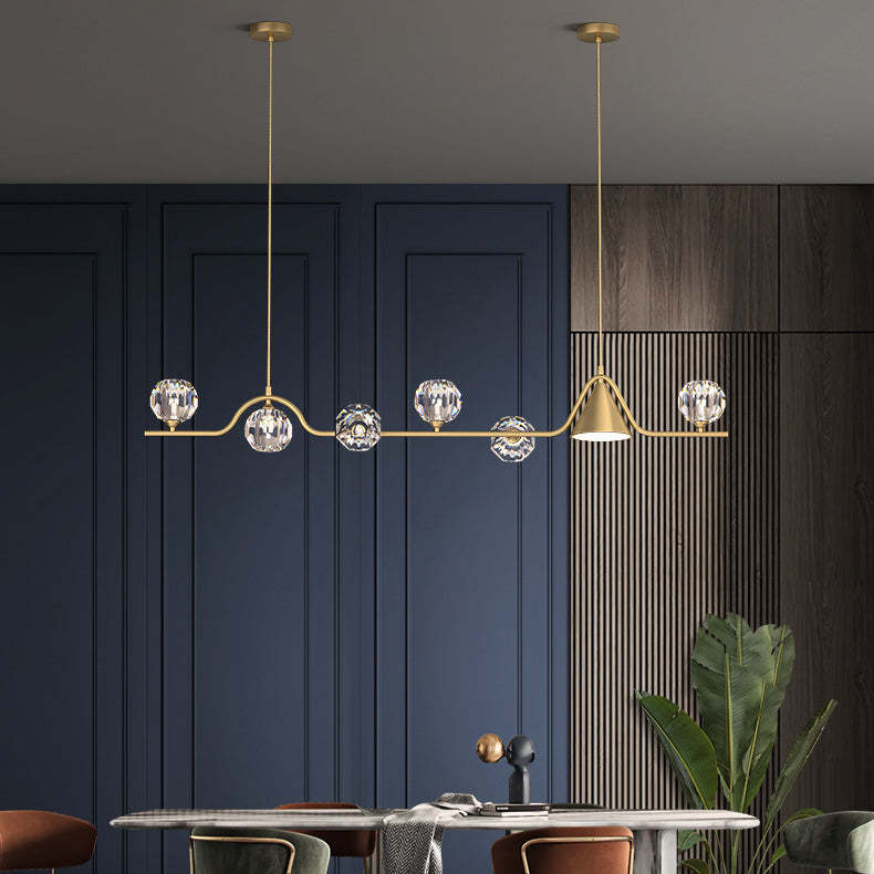 Scandinavian Conical Linear Island Chandelier