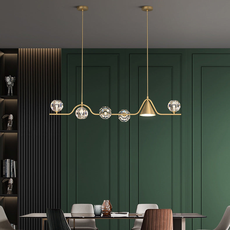 Scandinavian Conical Linear Island Chandelier