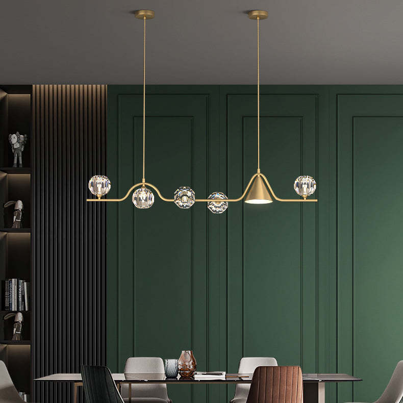 Scandinavian Conical Linear Island Chandelier