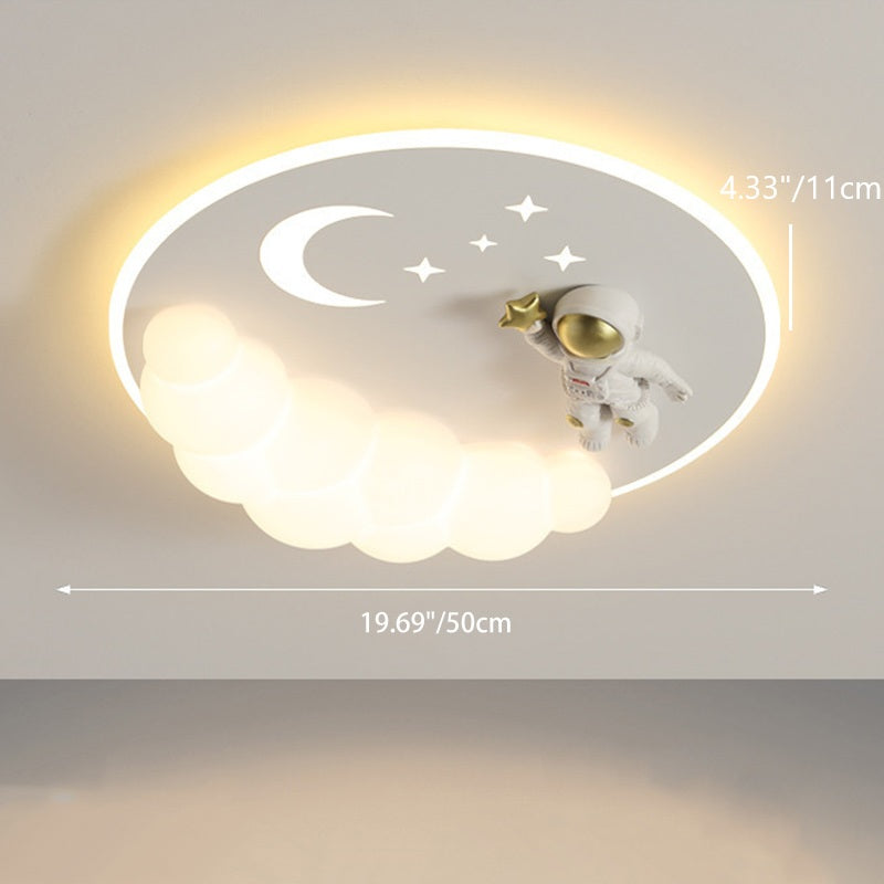 Art Deco Astronaut Mermaid Angel LED Flush Ceiling Light