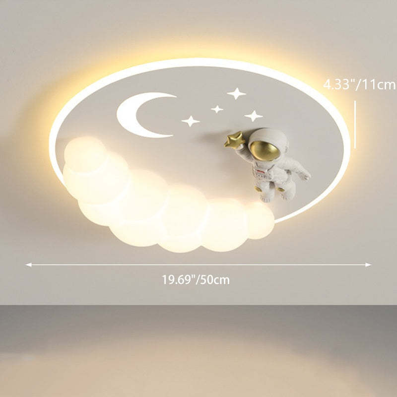 Art Deco Astronaut Mermaid Angel LED Flush Ceiling Light