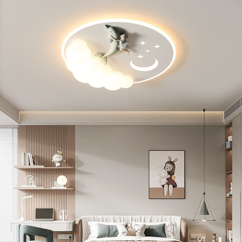 Art Deco Astronaut Mermaid Angel LED Flush Ceiling Light