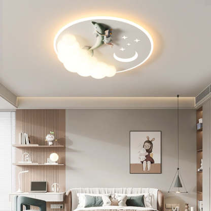 Art Deco Astronaut Mermaid Angel LED Flush Ceiling Light