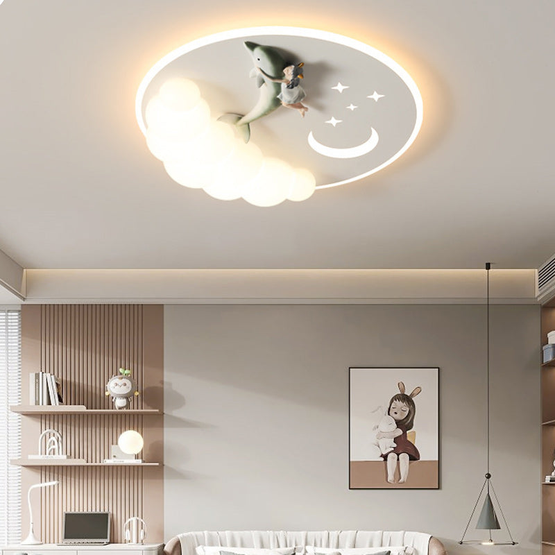 Art Deco Astronaut Mermaid Angel LED Flush Ceiling Light