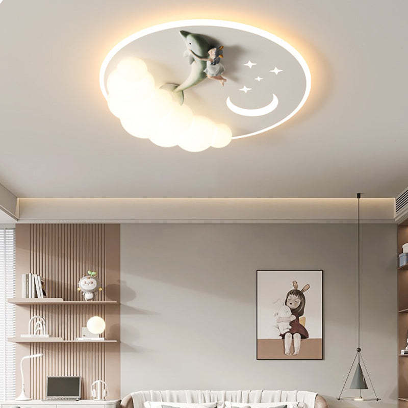 Art Deco Astronaut Mermaid Angel LED Flush Ceiling Light
