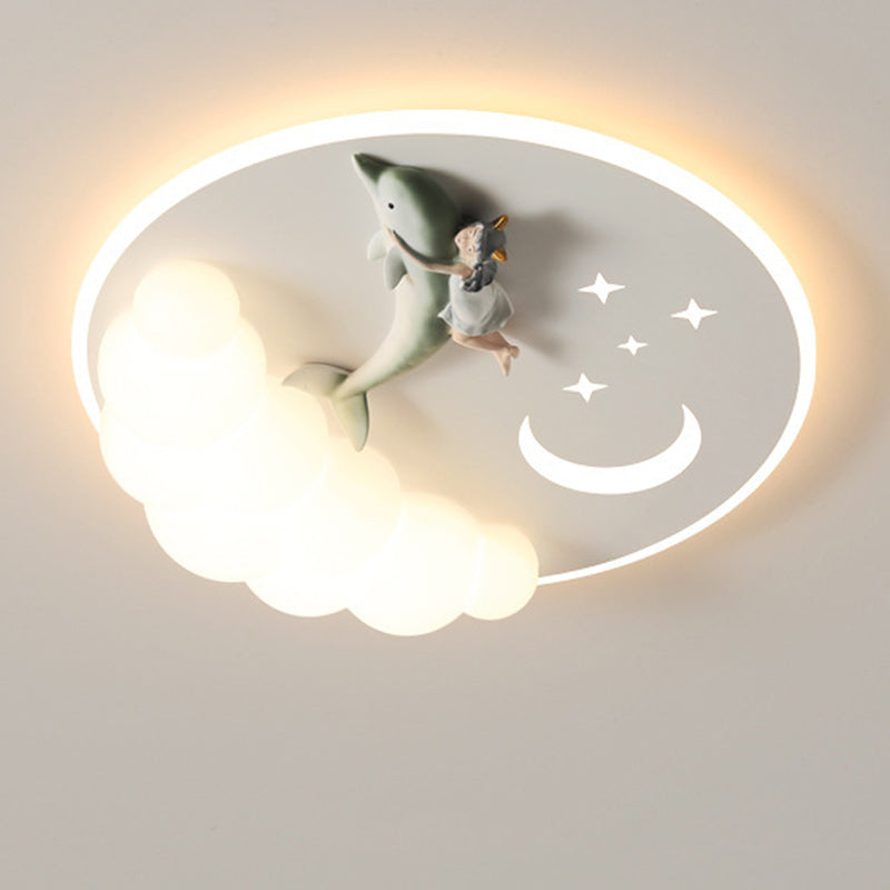 Art Deco Astronaut Mermaid Angel LED Flush Ceiling Light