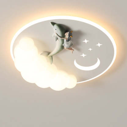 Art Deco Astronaut Mermaid Angel LED Flush Ceiling Light