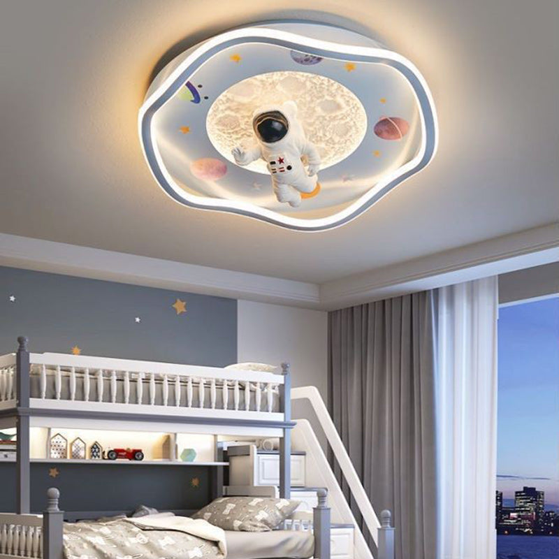 Kids Silicone Resin Astronaut Planet LED Flush Ceiling Light