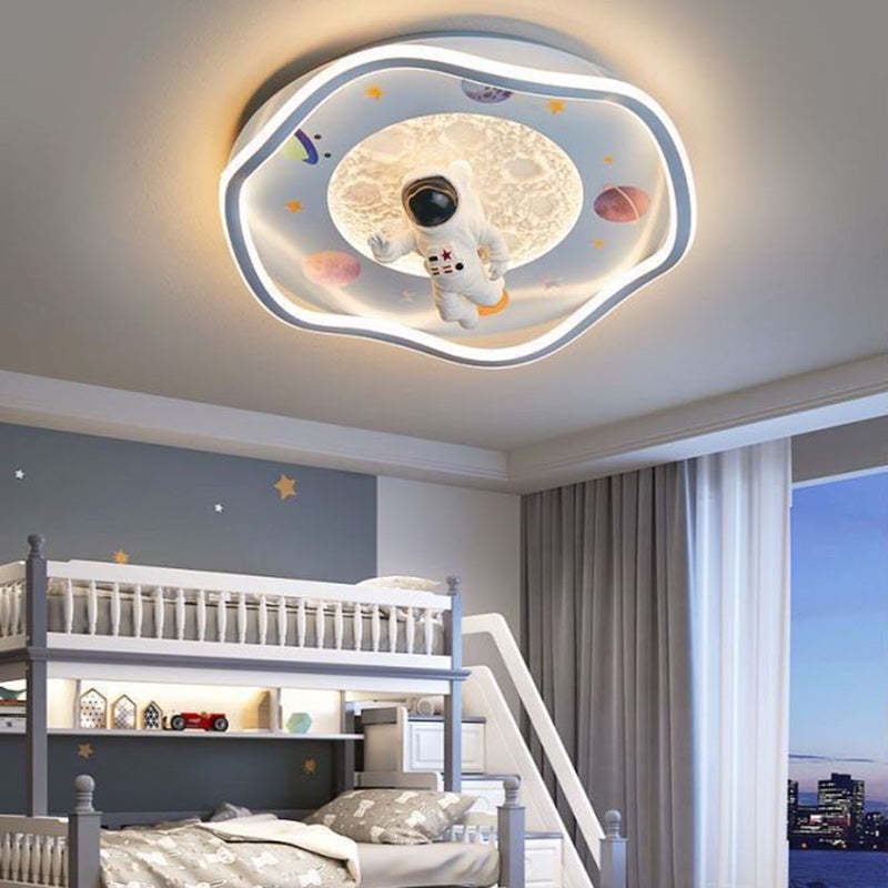 Kids Silicone Resin Astronaut Planet LED Flush Ceiling Light