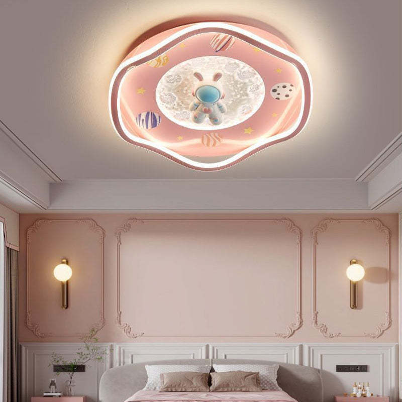 Kids Silicone Resin Astronaut Planet LED Flush Ceiling Light