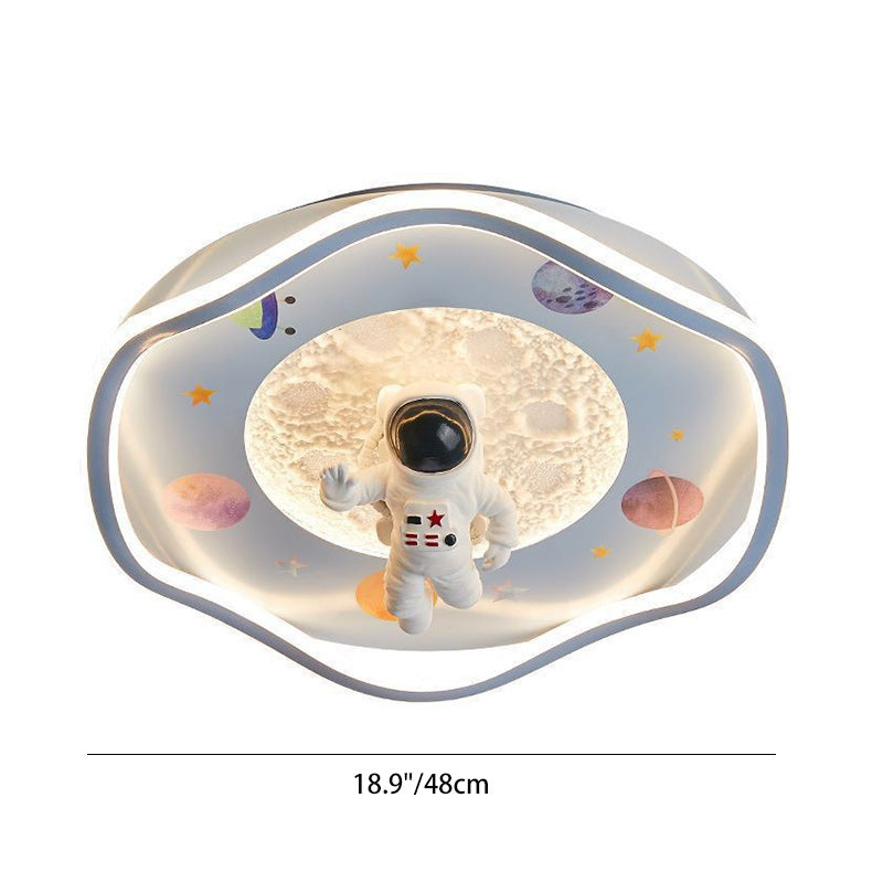 Kids Silicone Resin Astronaut Planet LED Flush Ceiling Light
