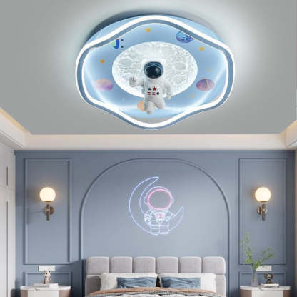 Kids Silicone Resin Astronaut Planet LED Flush Ceiling Light