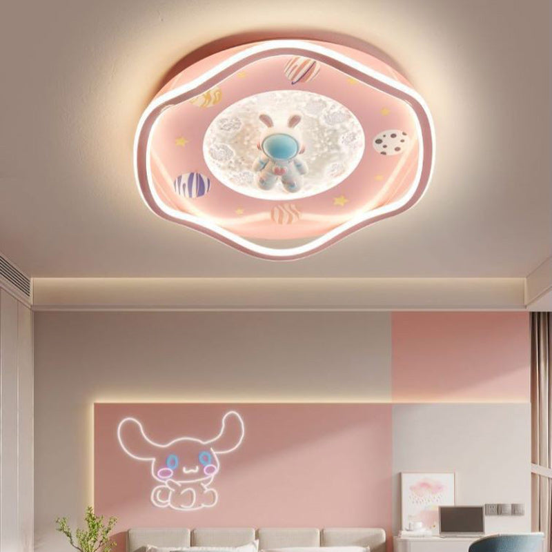 Kids Silicone Resin Astronaut Planet LED Flush Ceiling Light