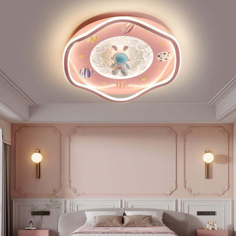 Kids Silicone Resin Astronaut Planet LED Flush Ceiling Light