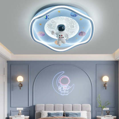Kids Silicone Resin Astronaut Planet LED Flush Ceiling Light