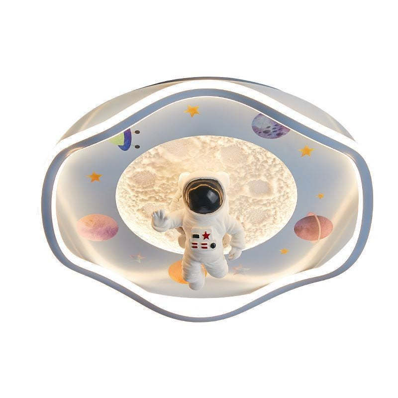 Kids Silicone Resin Astronaut Planet LED Flush Ceiling Light
