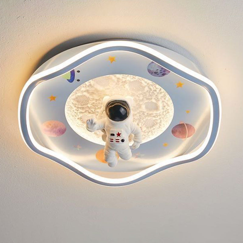 Kids Silicone Resin Astronaut Planet LED Flush Ceiling Light