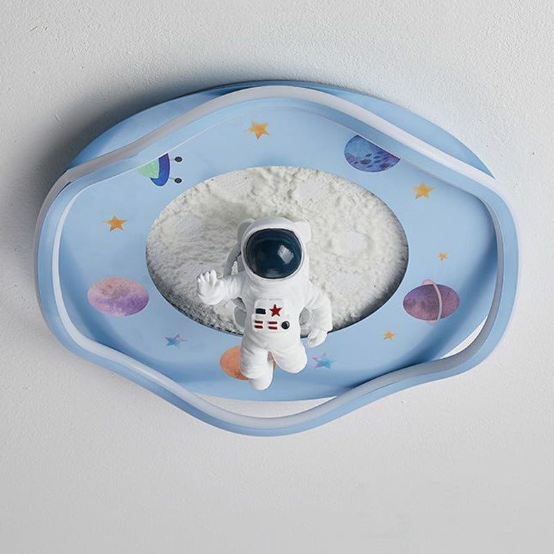 Kids Silicone Resin Astronaut Planet LED Flush Ceiling Light