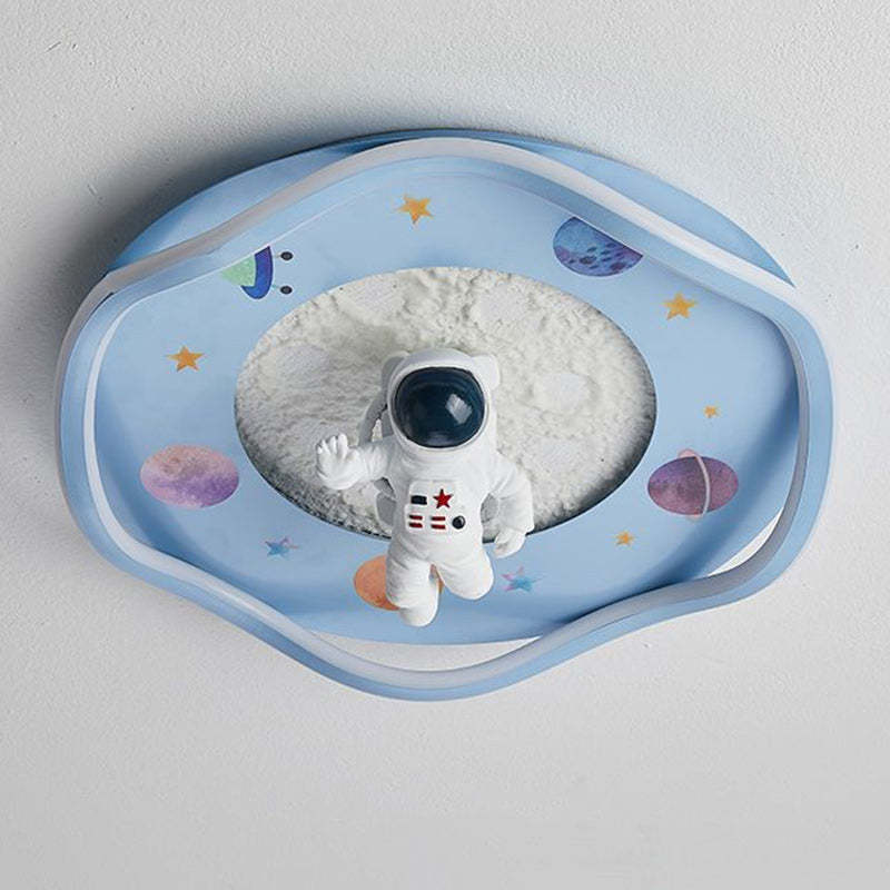 Kids Silicone Resin Astronaut Planet LED Flush Ceiling Light