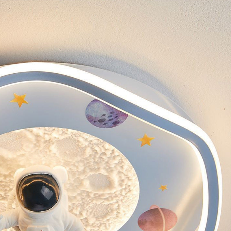 Kids Silicone Resin Astronaut Planet LED Flush Ceiling Light