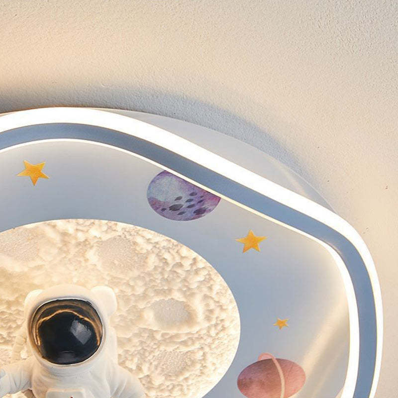 Kids Silicone Resin Astronaut Planet LED Flush Ceiling Light