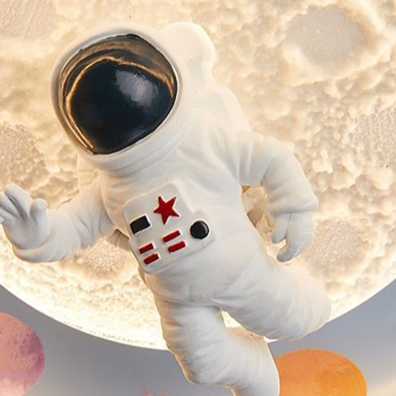Kids Silicone Resin Astronaut Planet LED Flush Ceiling Light