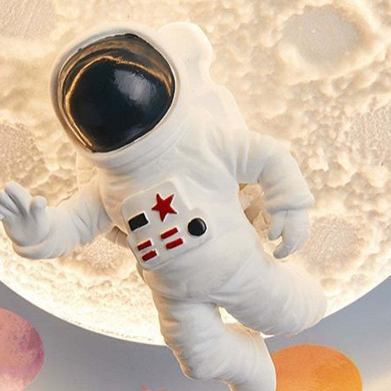 Kids Silicone Resin Astronaut Planet LED Flush Ceiling Light