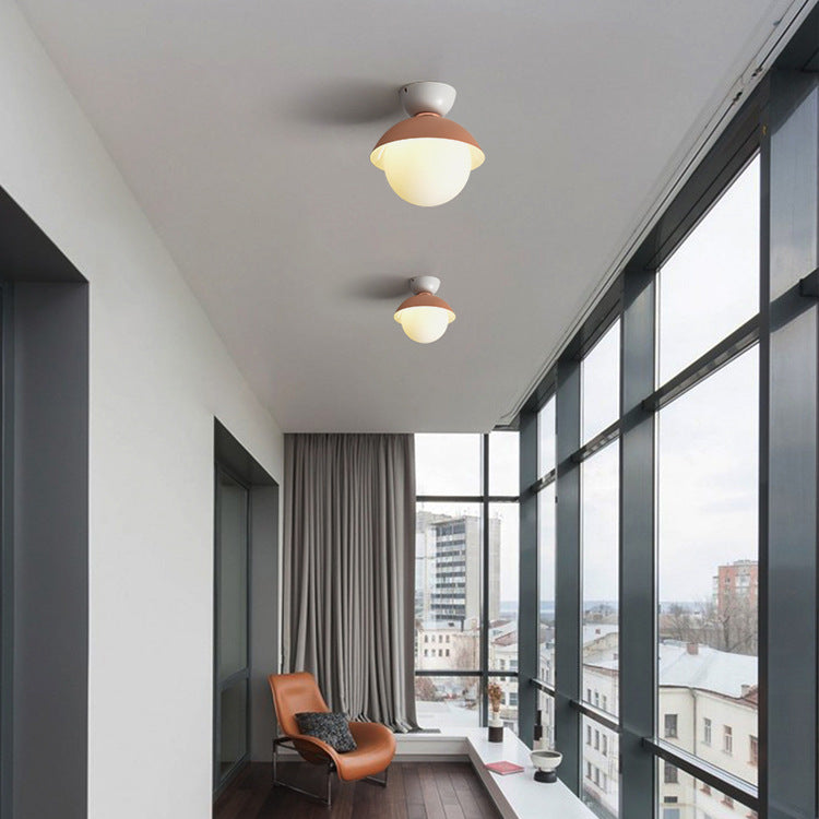Scandinavian Glass Bowl-Shaped Ceiling Light