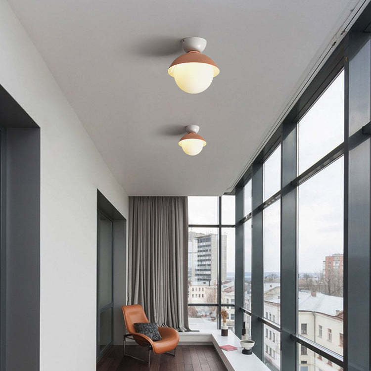 Scandinavian Glass Bowl-Shaped Ceiling Light