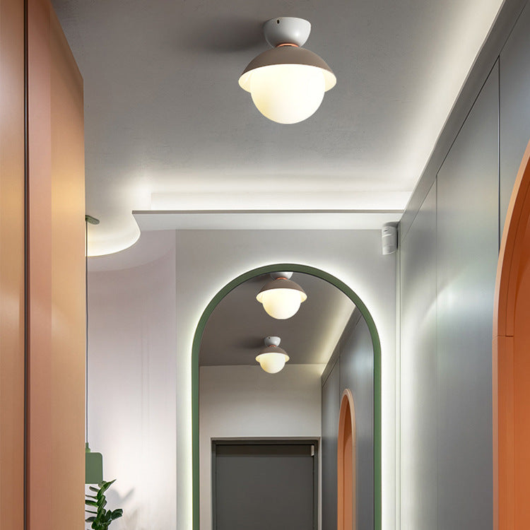 Scandinavian Glass Bowl-Shaped Ceiling Light