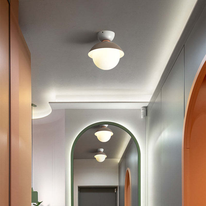 Scandinavian Glass Bowl-Shaped Ceiling Light
