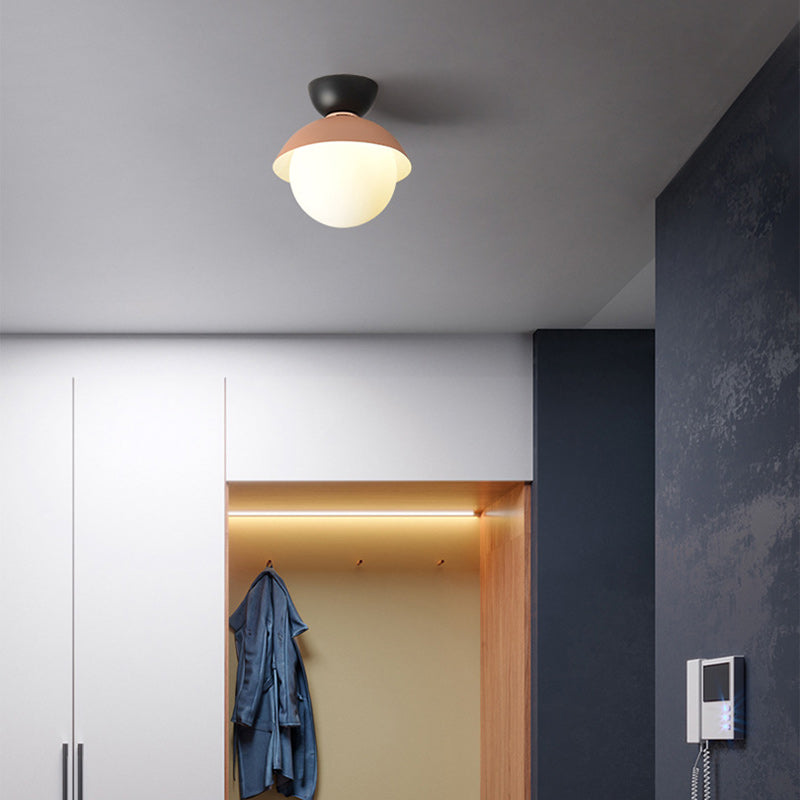 Scandinavian Glass Bowl-Shaped Ceiling Light