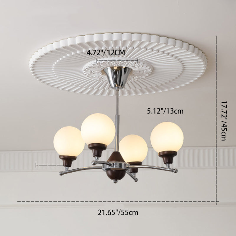 Chinese Glass Ash Wood Metal Branch Globe Chandelier