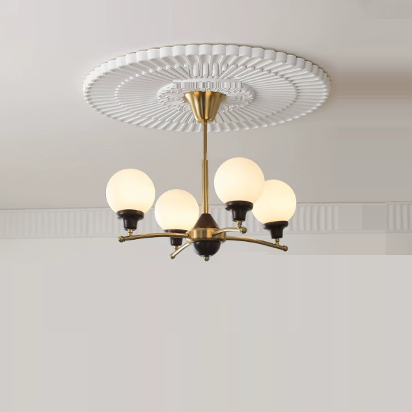 Chinese Glass Ash Wood Metal Branch Globe Chandelier