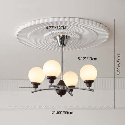 Chinese Glass Ash Wood Metal Branch Globe Chandelier