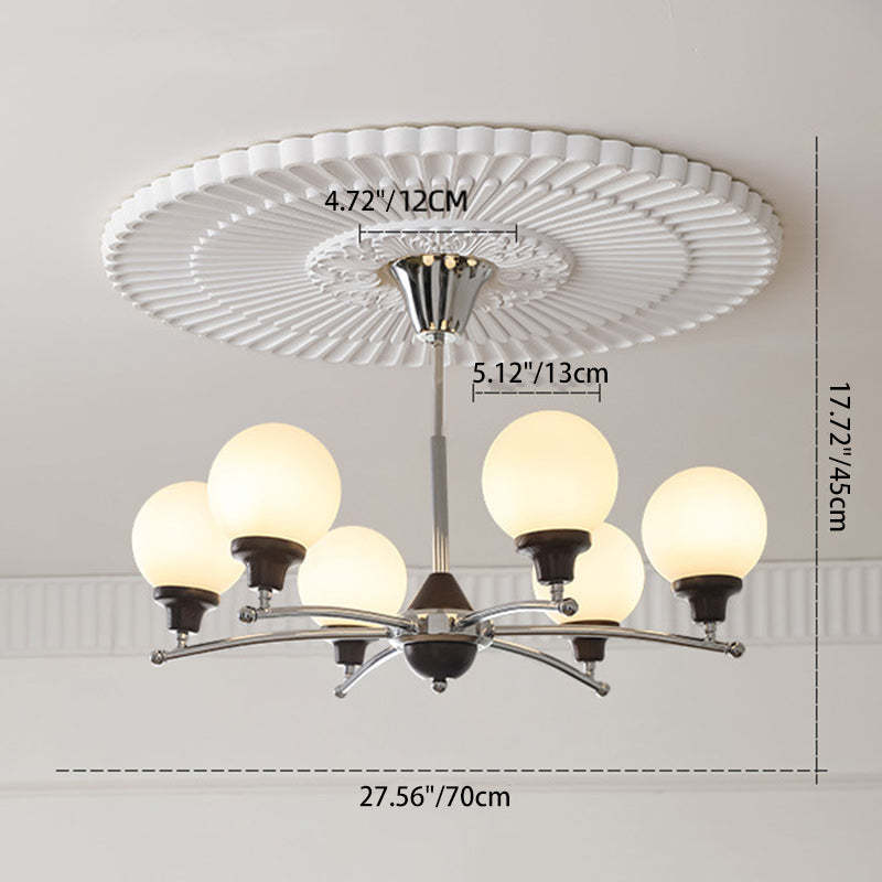 Chinese Glass Ash Wood Metal Branch Globe Chandelier