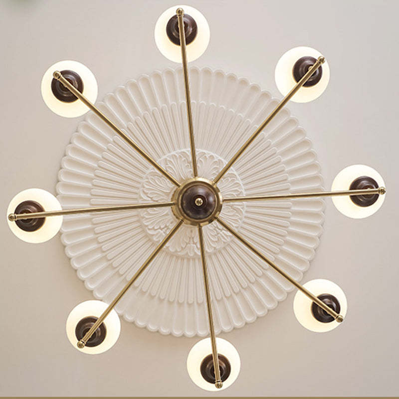 Chinese Glass Ash Wood Metal Branch Globe Chandelier
