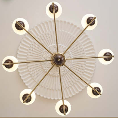 Chinese Glass Ash Wood Metal Branch Globe Chandelier
