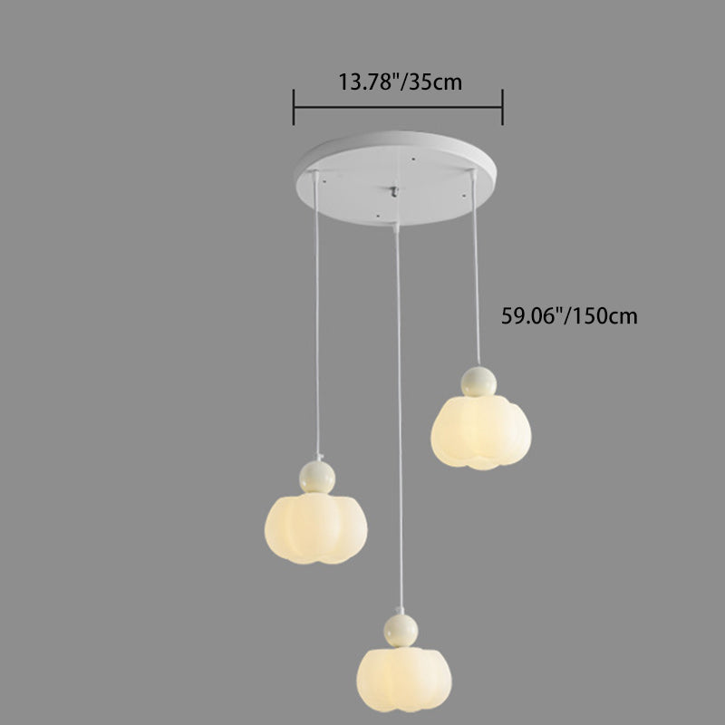 PE Rubberwood Iron Pumpkin Island Chandelier