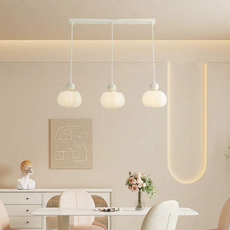 PE Rubberwood Iron Pumpkin Island Chandelier