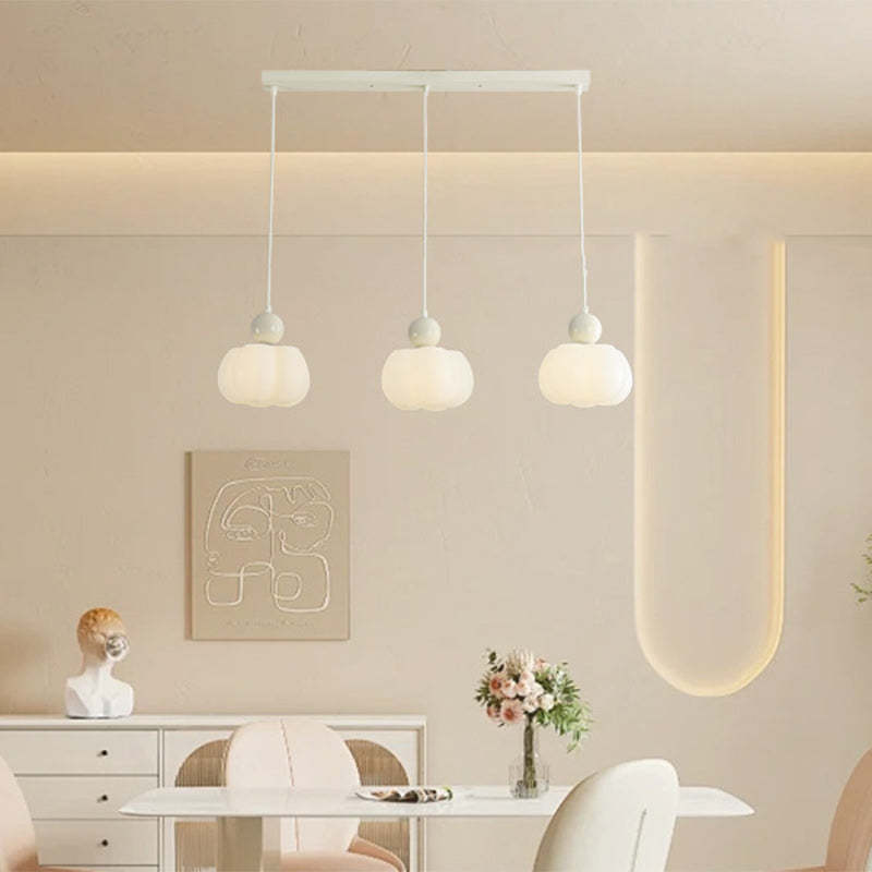 PE Rubberwood Iron Pumpkin Island Chandelier