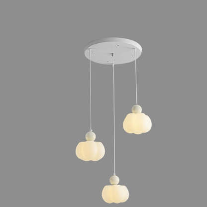 PE Rubberwood Iron Pumpkin Island Chandelier