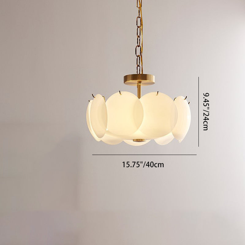 French Alloy Glass Round Panel Chandelier