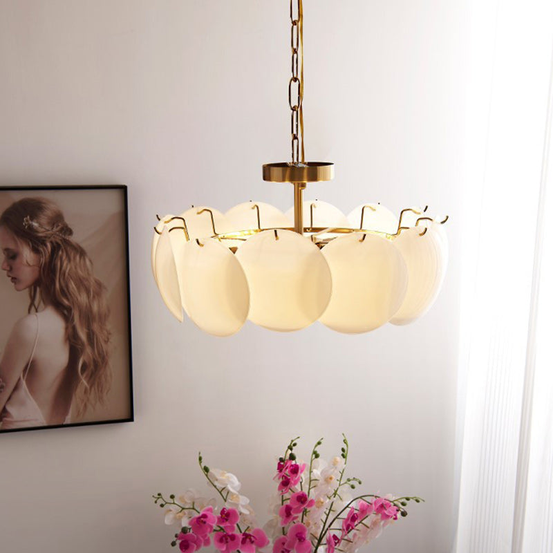 French Alloy Glass Round Panel Chandelier