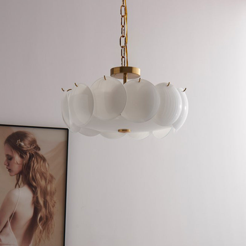 French Alloy Glass Round Panel Chandelier