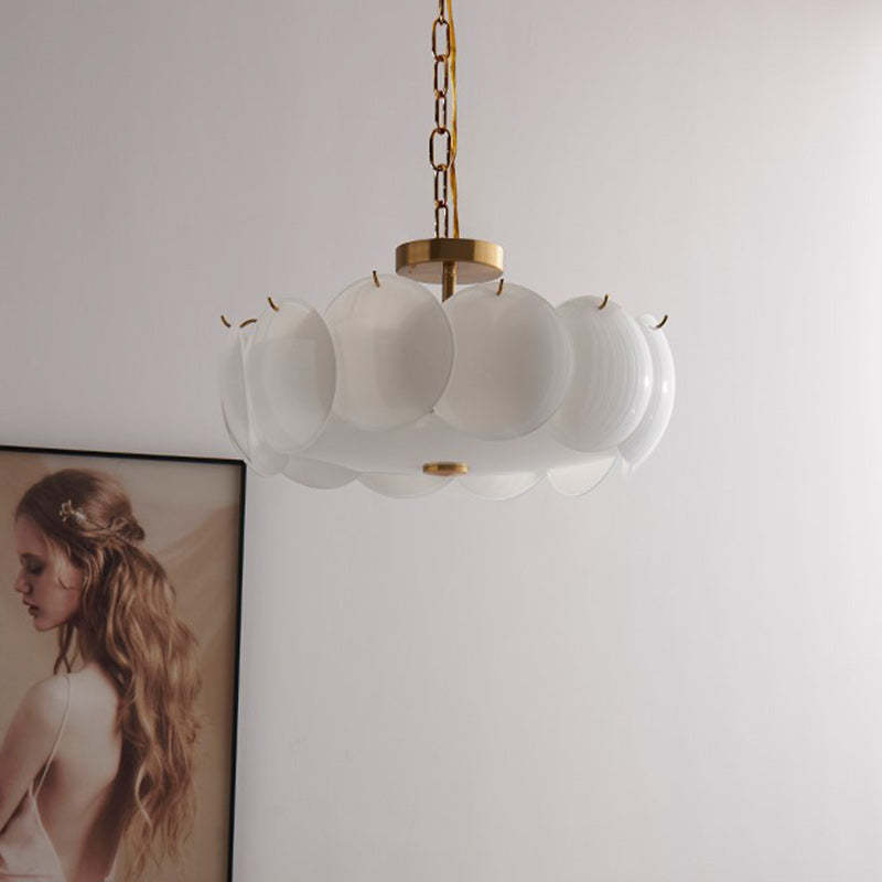 French Alloy Glass Round Panel Chandelier
